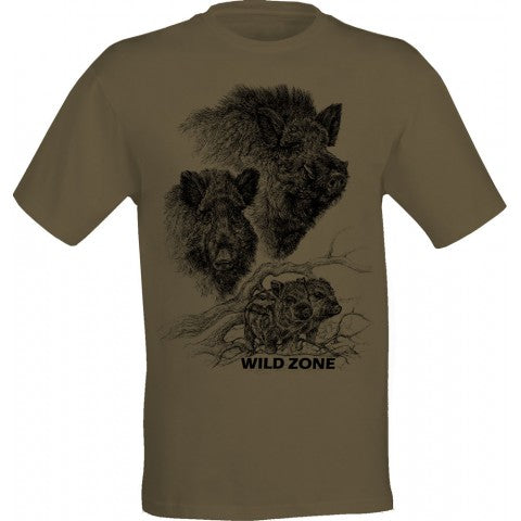 T-shirt met ronde hals wild zwijn